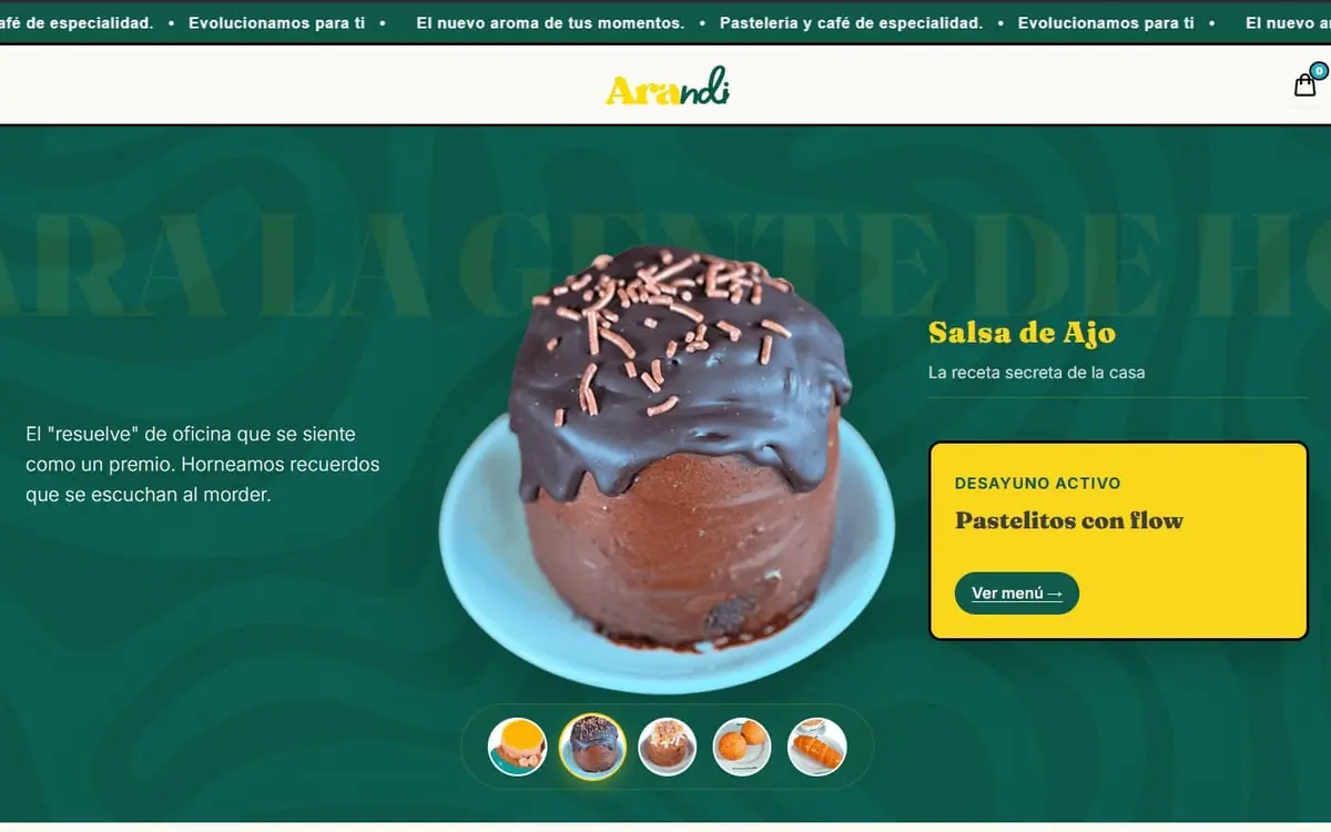 Tienda en línea de Arandi Pastelería desarrollada por IuxPage