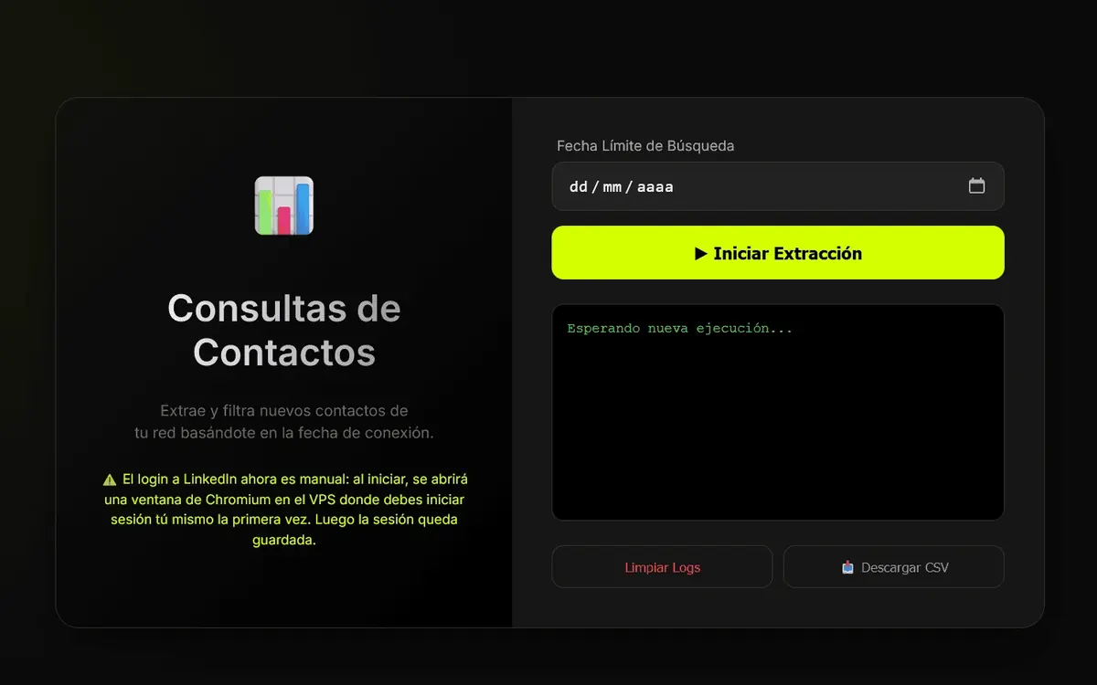 Formulario y panel del bot de consultas