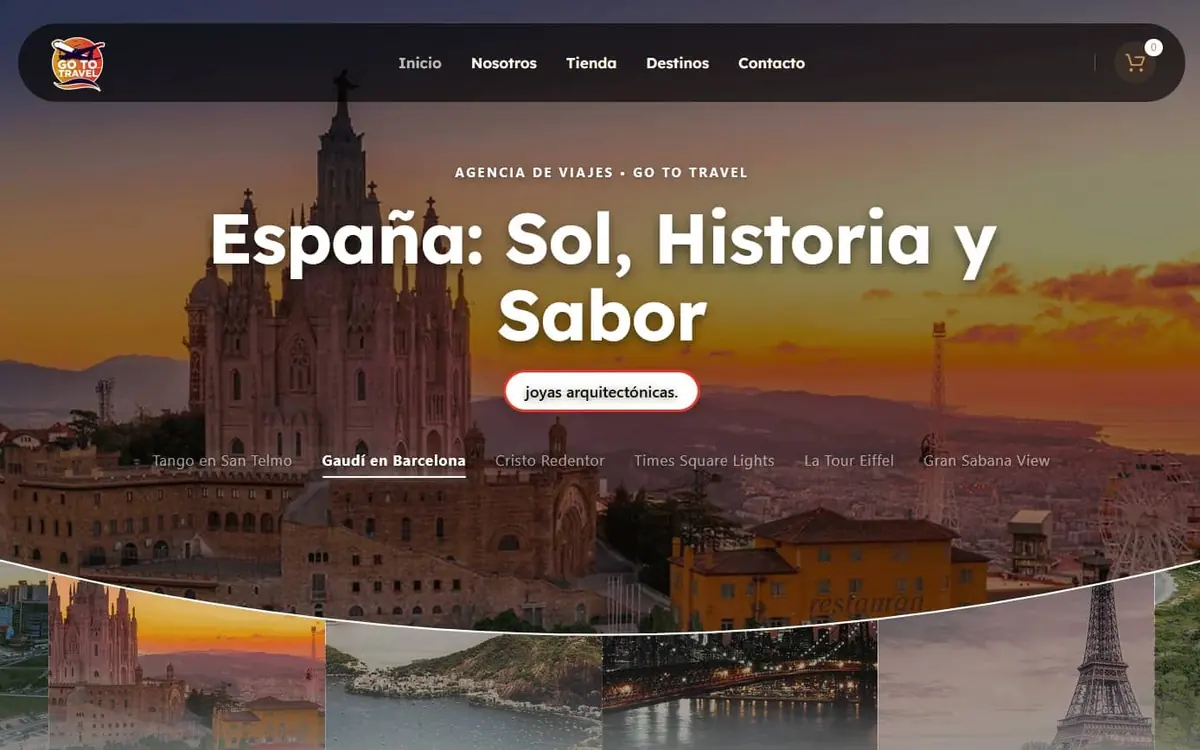 Sitio web de la agencia de viajes GoTo Travel